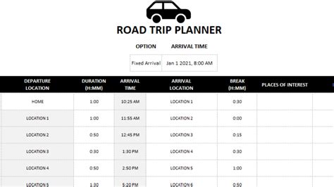 Car Trip Planner With Stops Car Trip Planner With Stops
