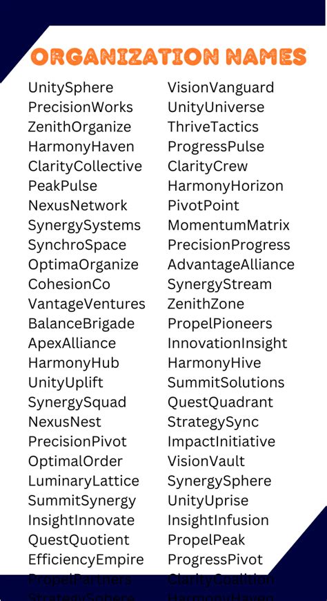 Cool Organisation Names