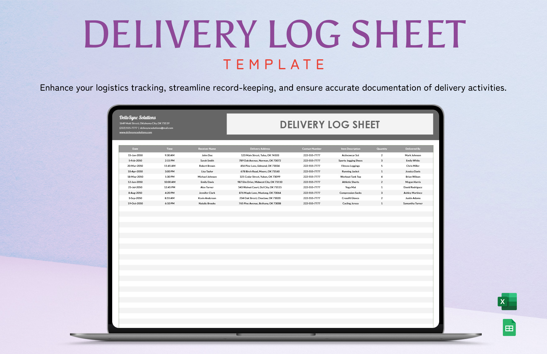 Delivery Sheet Sample