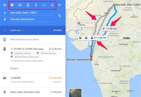 Directions For Driving From One Place To Another