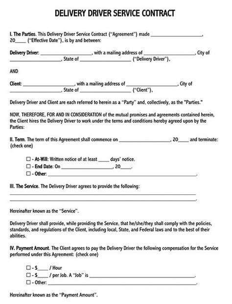 Free Independent Delivery Driver Contract Templates Free Independent Delivery Driver Contract Templates