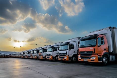 Premium Photo Trucks Parked In A Delivery Companys Yard Essential For Premium Photo Trucks Parked In A Delivery Companys Yard Essential For