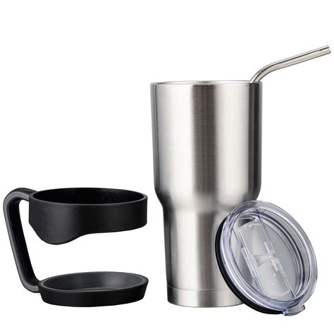 Stainless Steel Tumbler With Yeti Handle Straw Spill Proof Lid 30 Stainless Steel Tumbler With Yeti Handle Straw Spill Proof Lid 30