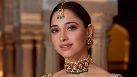 Tamannaah Bhatia Wore A Nude Lehenga With Multicoloured Embroidery For Tamannaah Bhatia Wore A Nude Lehenga With Multicoloured Embroidery For