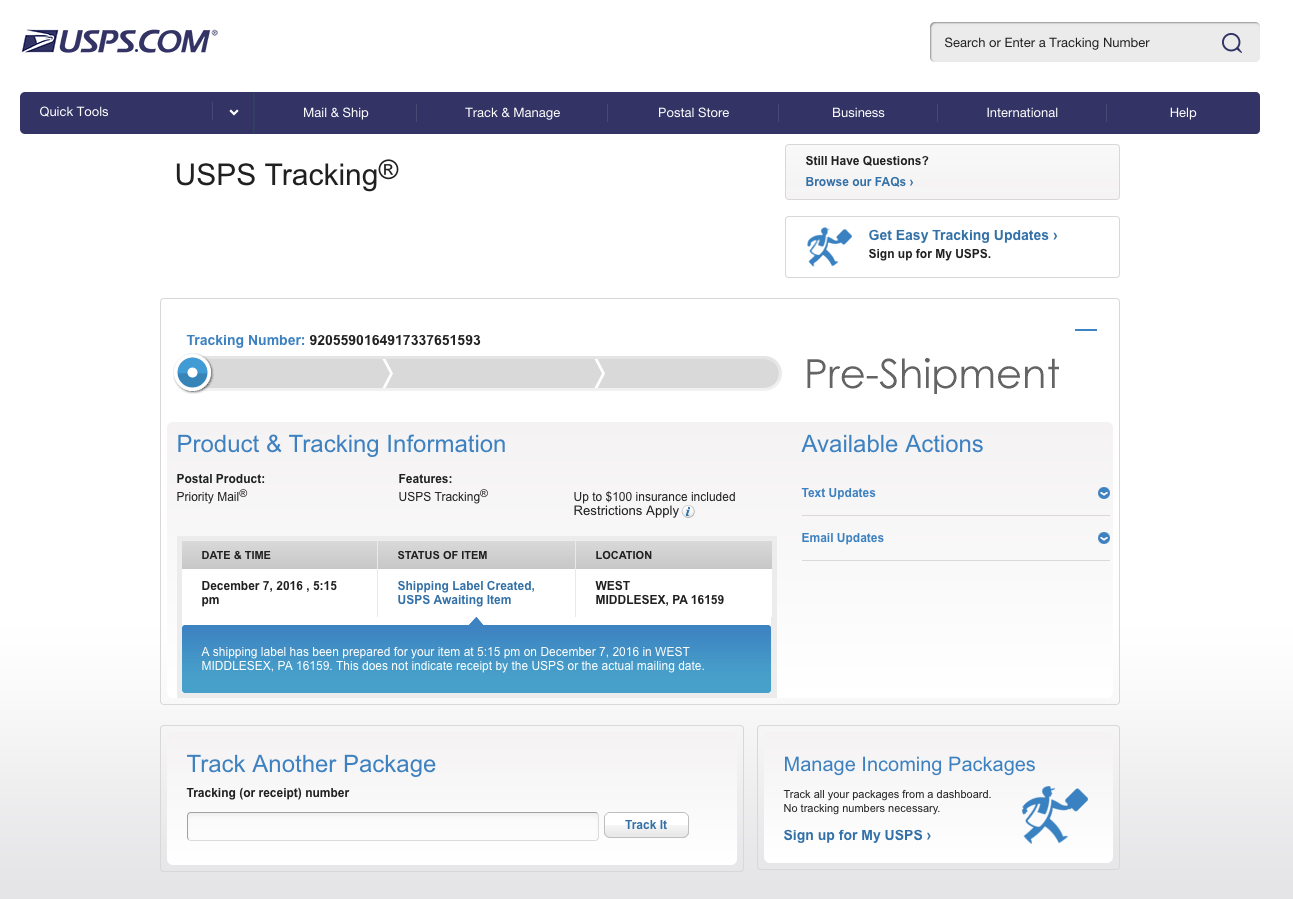 Tracking Packages Usps