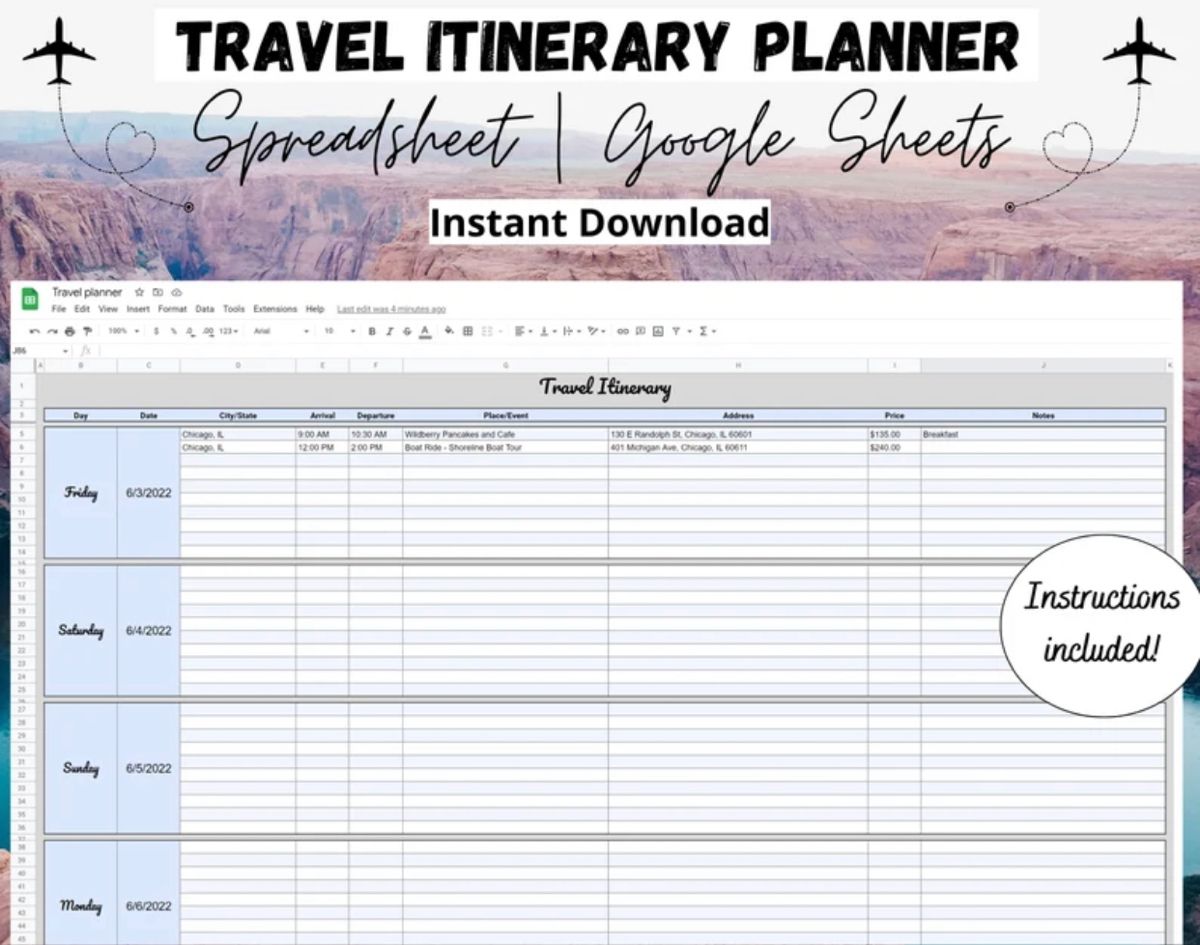 Travel Itinerary Template Google Sheets Vacation Planner Travel Travel Itinerary Template Google Sheets Vacation Planner Travel