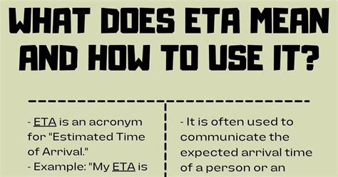 What Eta Stand For